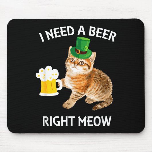Funny Irish Beer Cat St Patricks Day Drinking With マウスパッド (正面)