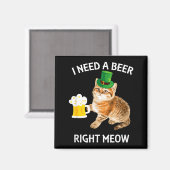 Funny Irish Beer Cat St Patricks Day Drinking With マグネット (正面/裏面)