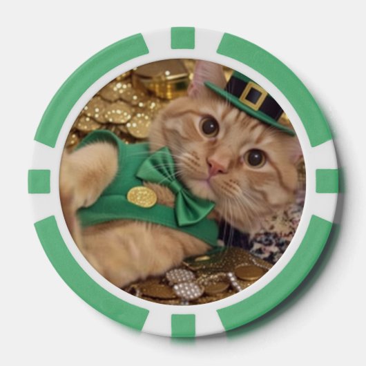 Funny Irish Cat Lucky Poker Chip ポーカーチップ (正面)