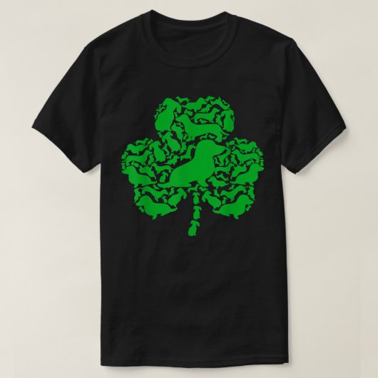 Funny Irish Dachshund Dog Shamrock St Tシャツ (デザイン正面)