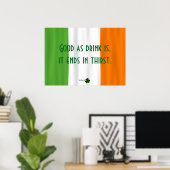 Funny Irish Drinking Proverb Flag Shamrock Paddy ポスター (ホームオフィス)