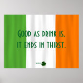 Funny Irish Drinking Proverb Flag Shamrock Paddy ポスター (正面)