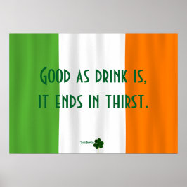 Funny Irish Drinking Proverb Flag Shamrock Paddy ポスター