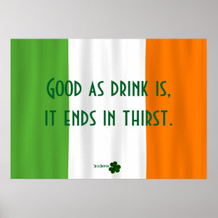 Funny Irish Drinking Proverb Flag Shamrock Paddy ポスター