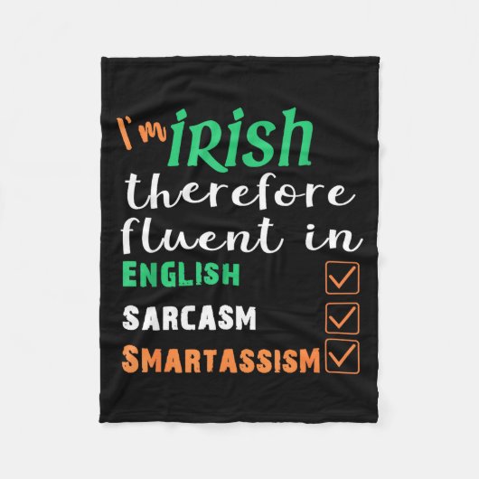 Funny Irish Fluent In Smart St Patricks Gift  フリースブランケット (正面)