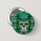 Funny Irish Sugar Skull St Patricks Day Pirate Bon 缶バッジ (正面&裏面)