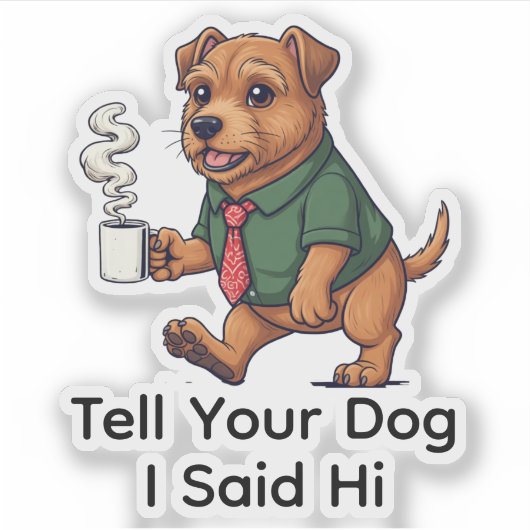 Funny Irish Terrier Dog Business Suit Coffee  シール (正面)