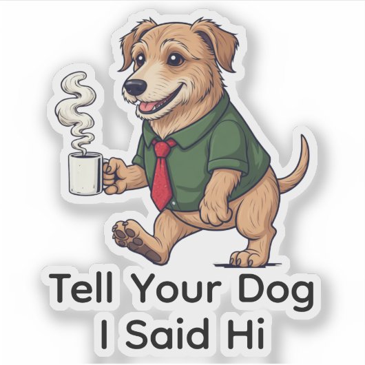 Funny Irish Wolfhound Dog Business Suit Coffee シール (正面)