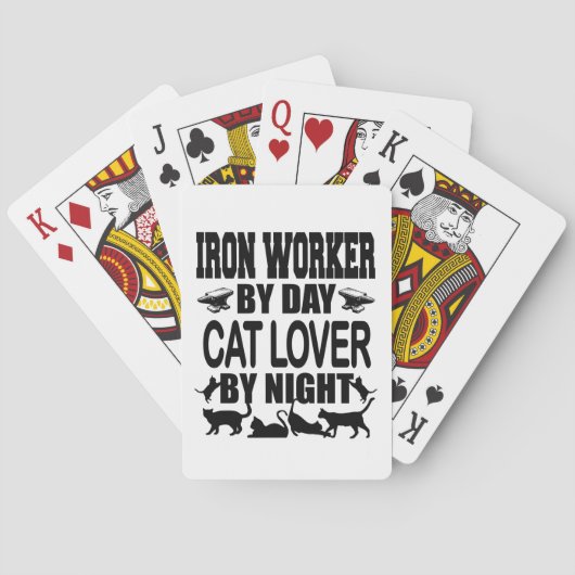 Funny Iron Worker by Day Cat Lover by Night トランプ (裏面)