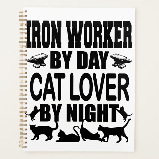 Funny Iron Worker by Day Cat Lover by Night プランナー手帳 (正面)
