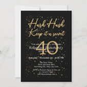 Funny It's A Secret Black Gold 40th Birthday 招待状 (正面)