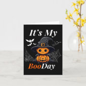 Funny Its My Boo Day Cute Halloween Birthday Ghost カード (黄色い花)