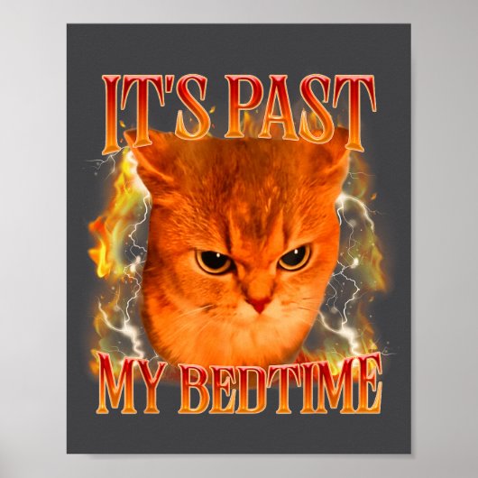 Funny It's Past My Bedtime Cat Meme Animals Humor  ポスター (正面)