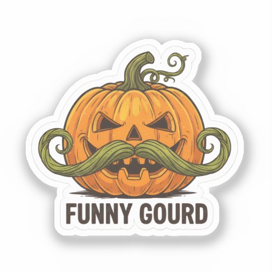 Funny Jack O’ Lantern Mustache Pumpkin – Halloween シール (正面)