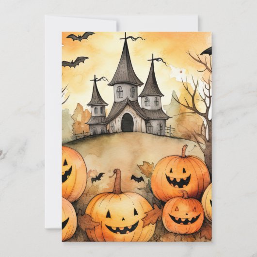 Funny Jack O’Lanterns Bats Halloween Card シーズンカード (正面)