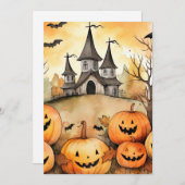 Funny Jack O’Lanterns Bats Halloween Card シーズンカード (正面/裏面)