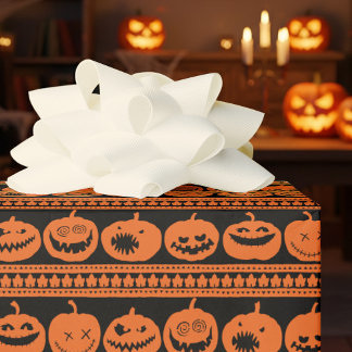 Funny Jack O Lanterns Halloween Pumpkin Pattern ラッピングペーパー