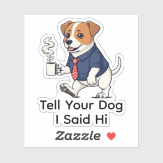 Funny Jack Russell Terrier Business Suit Coffee  シール