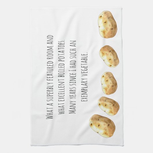 Funny Jane Austen Inspired Boiled Potato Quote キッチンタオル (縦)