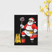 Funny Janitor Santa Christmas Graphic Cleaner Clea カード (黄色い花)