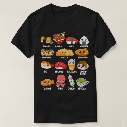 Funny Japanese Asian Food Fan Kawaii Ramen Sushi J Tシャツ (デザイン正面)