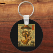 Funny Japanese Cat Ramen Ufo Anime Men Women Teens キーホルダー (正面)