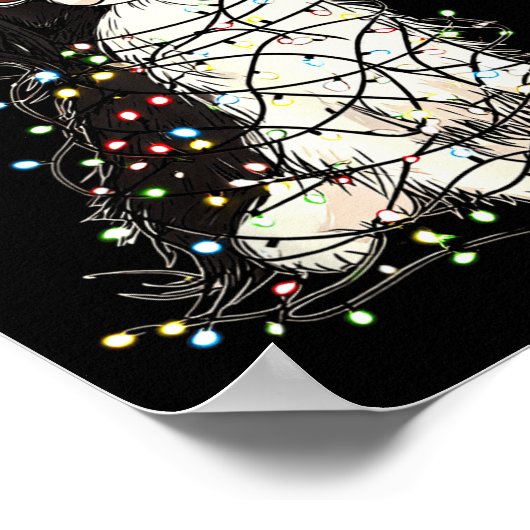 Funny Japanese Chin Christmas Graphics Dog Lights  ポスター (角)