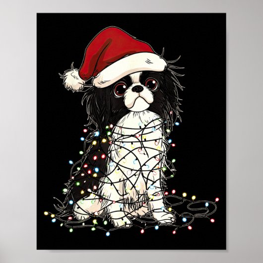 Funny Japanese Chin Christmas Graphics Dog Lights  ポスター (正面)