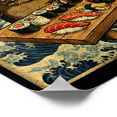 Funny Japanese Kawai Frog Pun Food Frog Humor Sush ポスター (角)