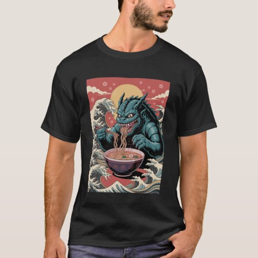 Funny Japanese Monster Ramen Lover Anime Noodle Fa Tシャツ (正面)