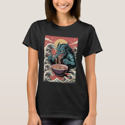 Funny Japanese Monster Ramen Lover Anime Noodle Fa Tシャツ (正面)