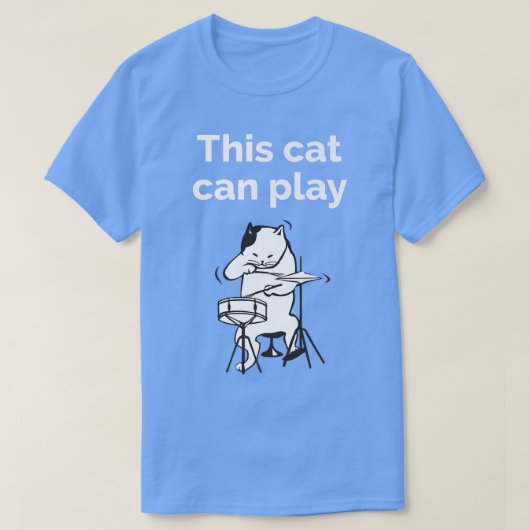 Funny Jazz Cat Drummer  Tシャツ (デザイン正面)