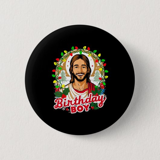Funny Jesus Birthday Boy Christmas Xmas Holiday Ug 缶バッジ (正面)