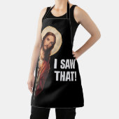Funny Jesus "I Saw That" Christian meme design エプロン (インサイチュ)