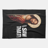 Funny Jesus "I Saw That" Christian meme design キッチンタオル (横)