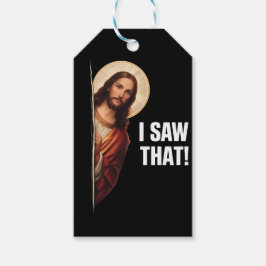 Funny Jesus "I Saw That" Christian meme design ギフトタグ