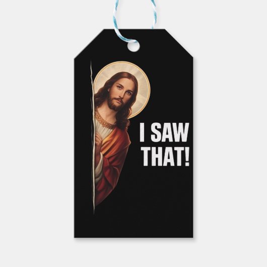 Funny Jesus "I Saw That" Christian meme design ギフトタグ (正面)