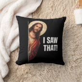 Funny Jesus "I Saw That" Christian meme design クッション (ブランケット)