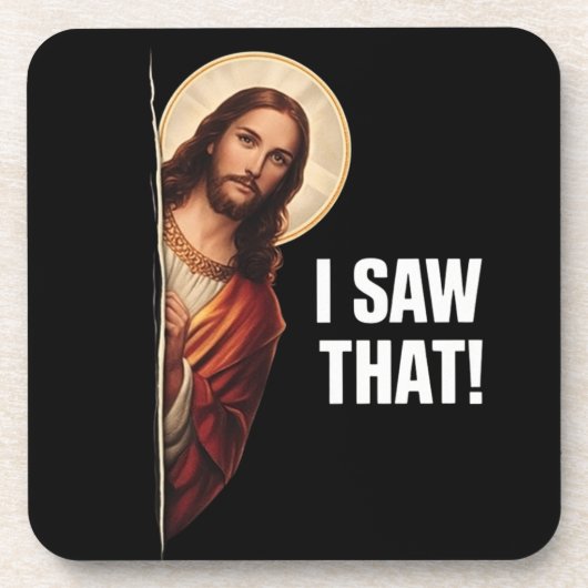 Funny Jesus "I Saw That" Christian meme design コースター (正面)