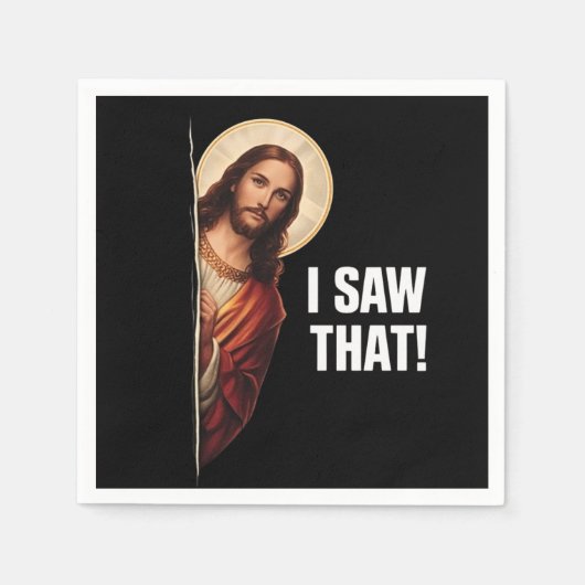 Funny Jesus "I Saw That" Christian meme design スタンダードカクテルナプキン (正面)