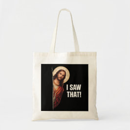 Funny Jesus "I Saw That" Christian meme design トートバッグ