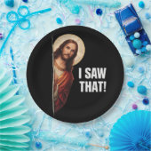 Funny Jesus "I Saw That" Christian meme design ペーパープレート (パーティー)