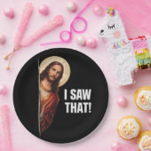 Funny Jesus "I Saw That" Christian meme design ペーパープレート (パーティー)