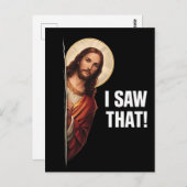 Funny Jesus "I Saw That" Christian meme design ポストカード (正面/裏面)