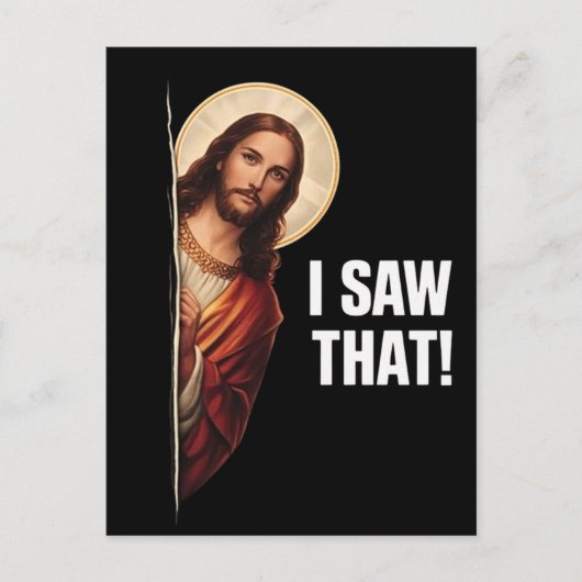 Funny Jesus "I Saw That" Christian meme design ポストカード (正面)
