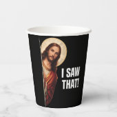 Funny Jesus "I Saw That" Christian meme design 紙コップ (裏面)