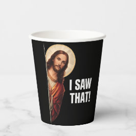 Funny Jesus "I Saw That" Christian meme design 紙コップ
