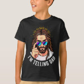 Funny Jesus I'm Telling Dad Religious  Tシャツ (正面)