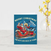 Funny Jesus Santa The Boys Are Back In Town Merry  カード (黄色い花)