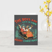 Funny Jesus Santa The Boys Are Back In Town Merry  カード (黄色い花)